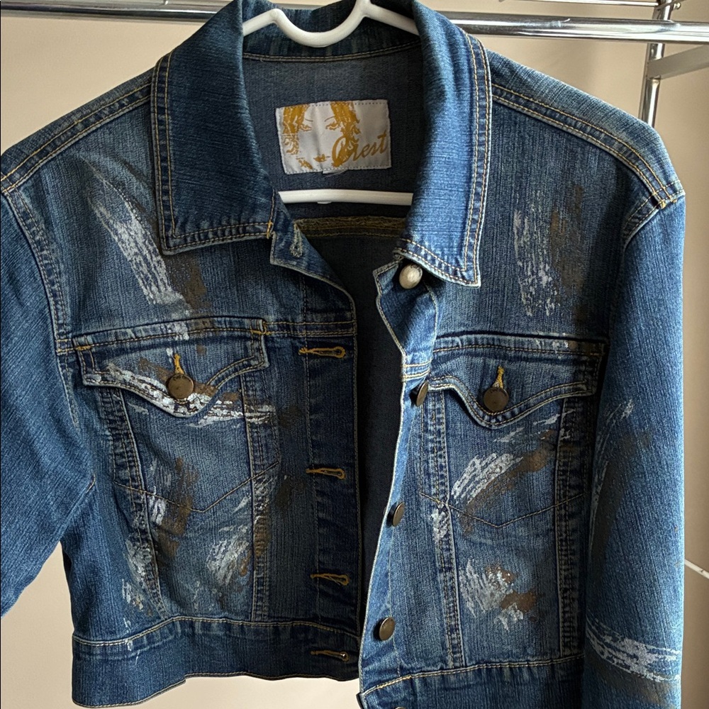 Denim Jacket with Gold Accents